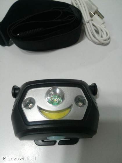 Latarka czołowa LED czołówka ładowanie AKU USB