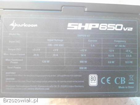 Zasilacz Sharkoon SHP650 V2 650W 80 Plus