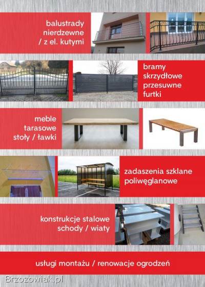 Usługi spawalnicze,  balustrady aluminiowe,  nierdzewne,  stalowe ocynkowane,  ogrod