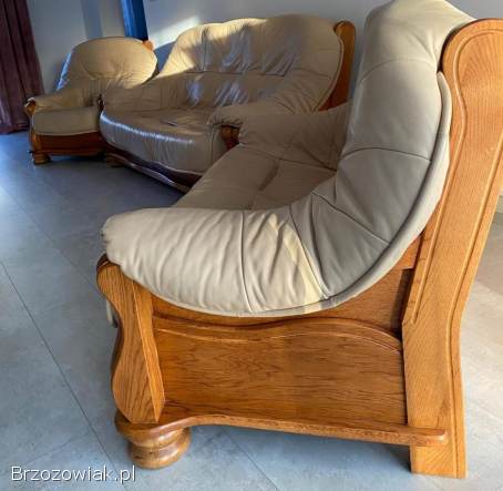 Skórzany komplet wypoczynkowy (2 kanapy i fotel)