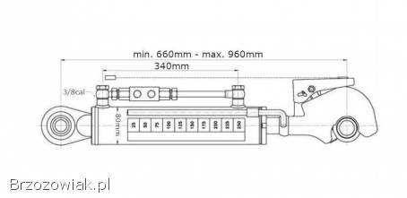 Łącznik górny hydrauliczny z hakiem 660 mm kat.  3