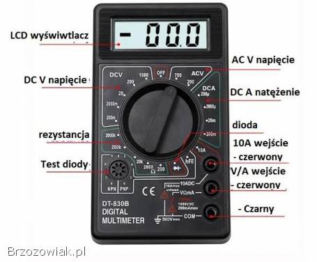 Nowy MULTIMETR LCD cyfrowy -  napięcie,  natężenie,  rezystancja