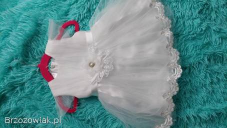Sukienka niemowlęca biała-śmietanka koronka gipiura chrzest wesele 3-6 miesięcy