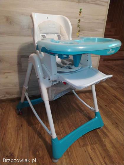 Krzesełko do karmienia Baby Design Bambi wielofunkcyjne niebieskie białe