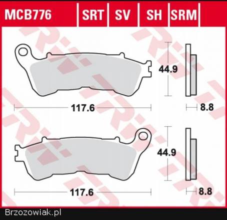 Klocki hamulcowe TRW MCB776SV ABS Honda CB CBR CBF NC