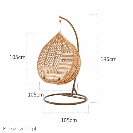 Fotel wiszący huśtawka kokon z poduszkami BOHO Paski