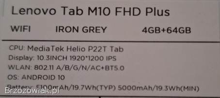 Sprzedam Tablet Lenovo Tab M10 FHD PLUS