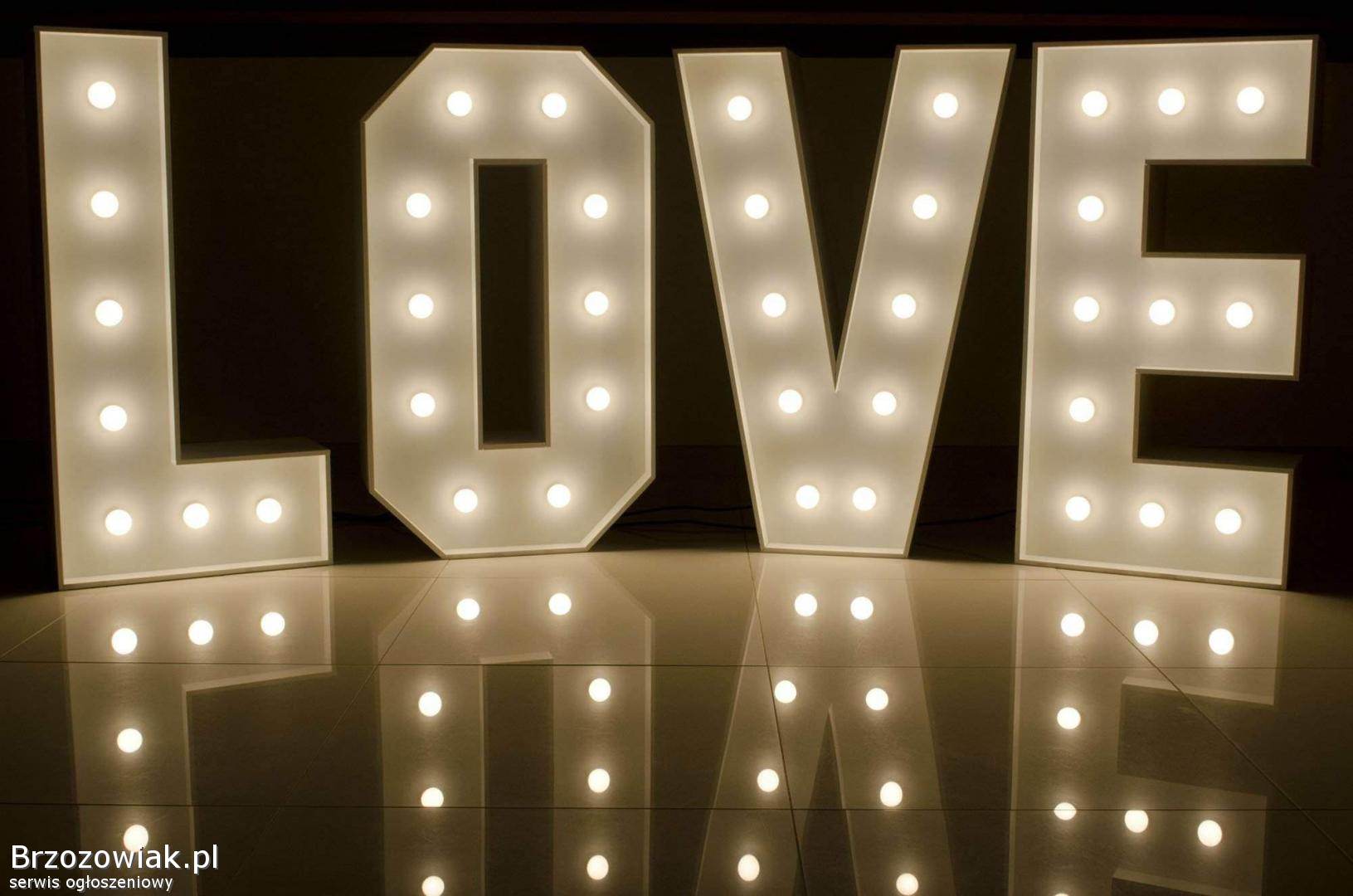 Napis Love podświetlany ślub zaręczyny i inne przyjęcia