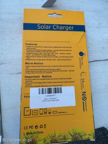 POWERBANK SOLARNY 20000mah XXL 20000 mAh czarny