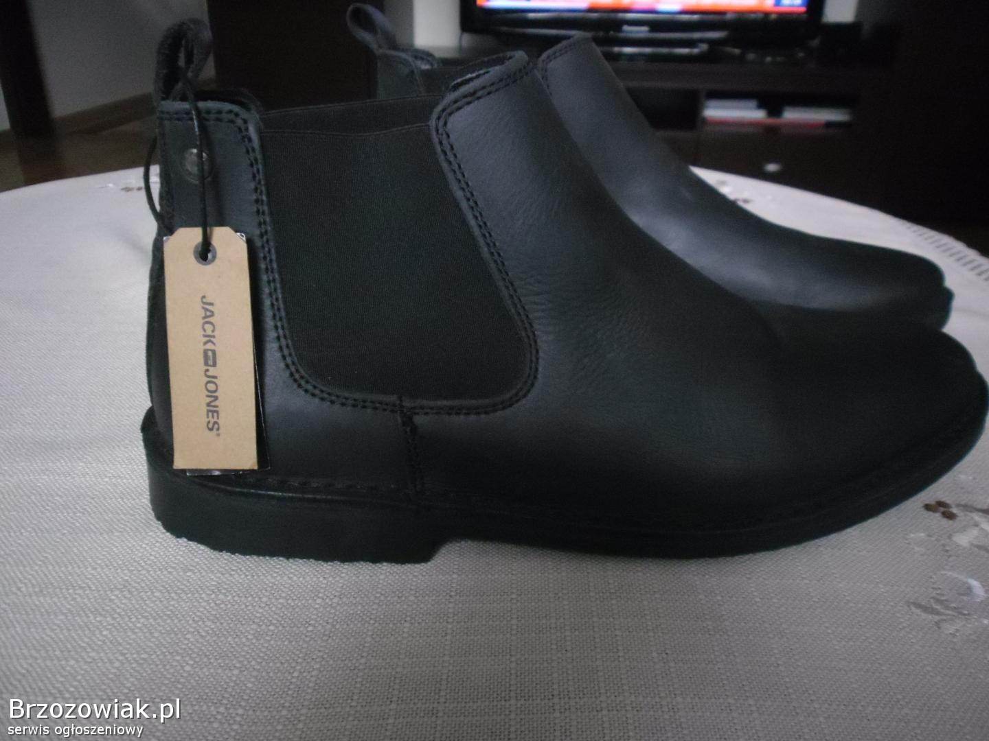 SZTYBLETY MĘSKIE CZARNE SKÓRA -  JACK JON