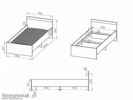 Łóżko O 90 + stelaż -  nowe