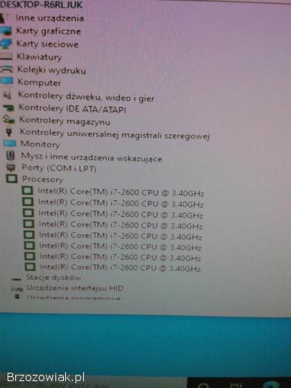 KOMPUTER STACJONARNY PROCESOR INTEL CORE i7 -  2600 -  8 x 3,  4 GHz
