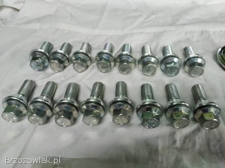 Śruby kół felg M14 x 1.  50 /32 + śruby antykradzieżowe + dekle AUDI SEAT SKODA VW