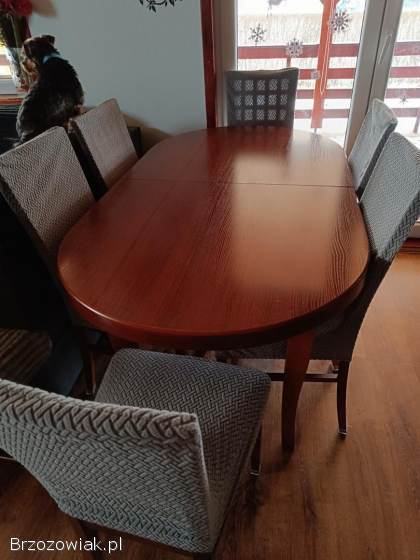 Stół rozkładany drewniany 8 krzeseł +1 krzesło gratis