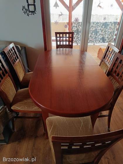 Stół rozkładany drewniany 8 krzeseł +1 krzesło gratis