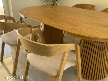 Stół Dębowy / Krzesło Dębowe LOFT / Okrągły Rozkładany Do 2M / laminat