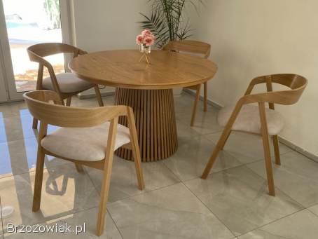 Stół Dębowy / Krzesło Dębowe LOFT / Okrągły Rozkładany Do 2M / laminat