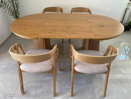 Stół Dębowy / Krzesło Dębowe LOFT / Okrągły Rozkładany Do 2M / laminat