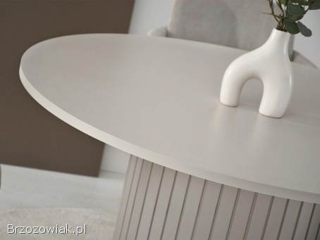 Stół Okrągły Rozkładany ZANTE Z Ryflowaną Nogą ZA8 ZA9 LOFTowy Biały LOFT