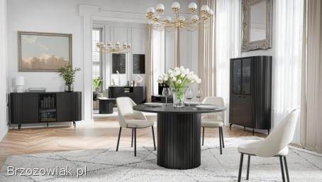 Stół Okrągły Rozkładany ZANTE Z Ryflowaną Nogą ZA8 ZA9 LOFTowy Biały LOFT