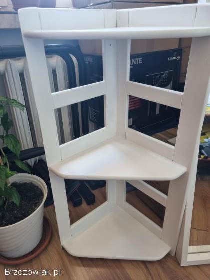 Półka narożna biała +lustro