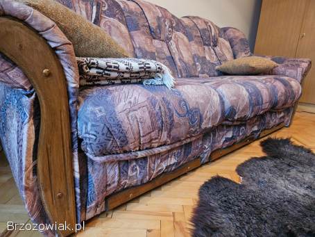 Wersalka kanapa rozkładana duza dębowe wykończenie