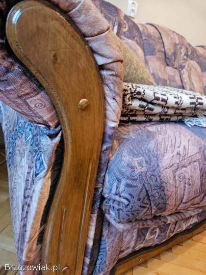 Wersalka kanapa rozkładana duza dębowe wykończenie