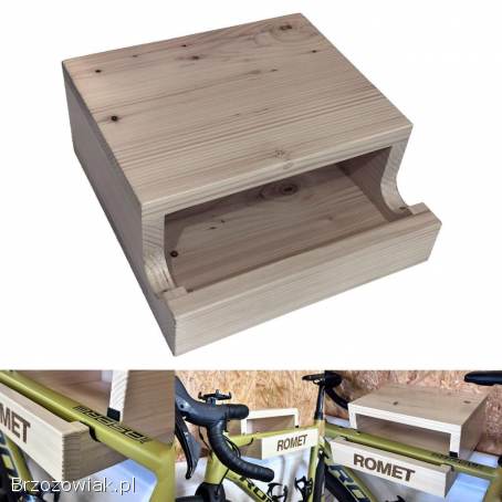 Półka wieszak na rower wisząca ścienna,  lite drewno