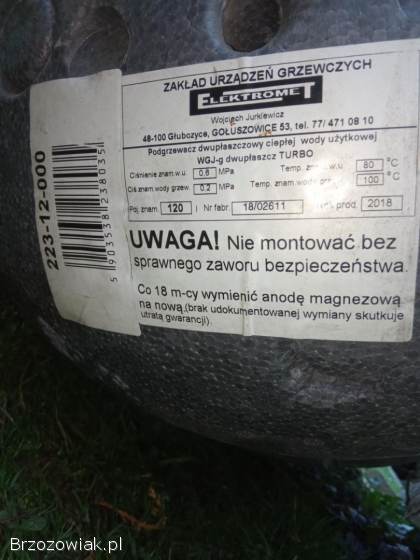 Podgrzewacz bojler dwupłaszczowy 120 l.
