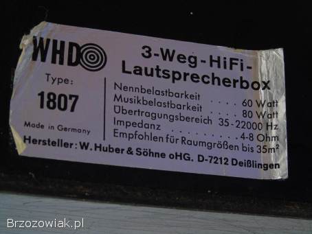 Kolumny WHD 1807 sprawne ładne Vintage.  DOSTAWA