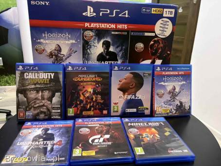 Playstation4 Slim 1TB + kontroler+ pełne okablowanie +gry +orginalne pudełko
