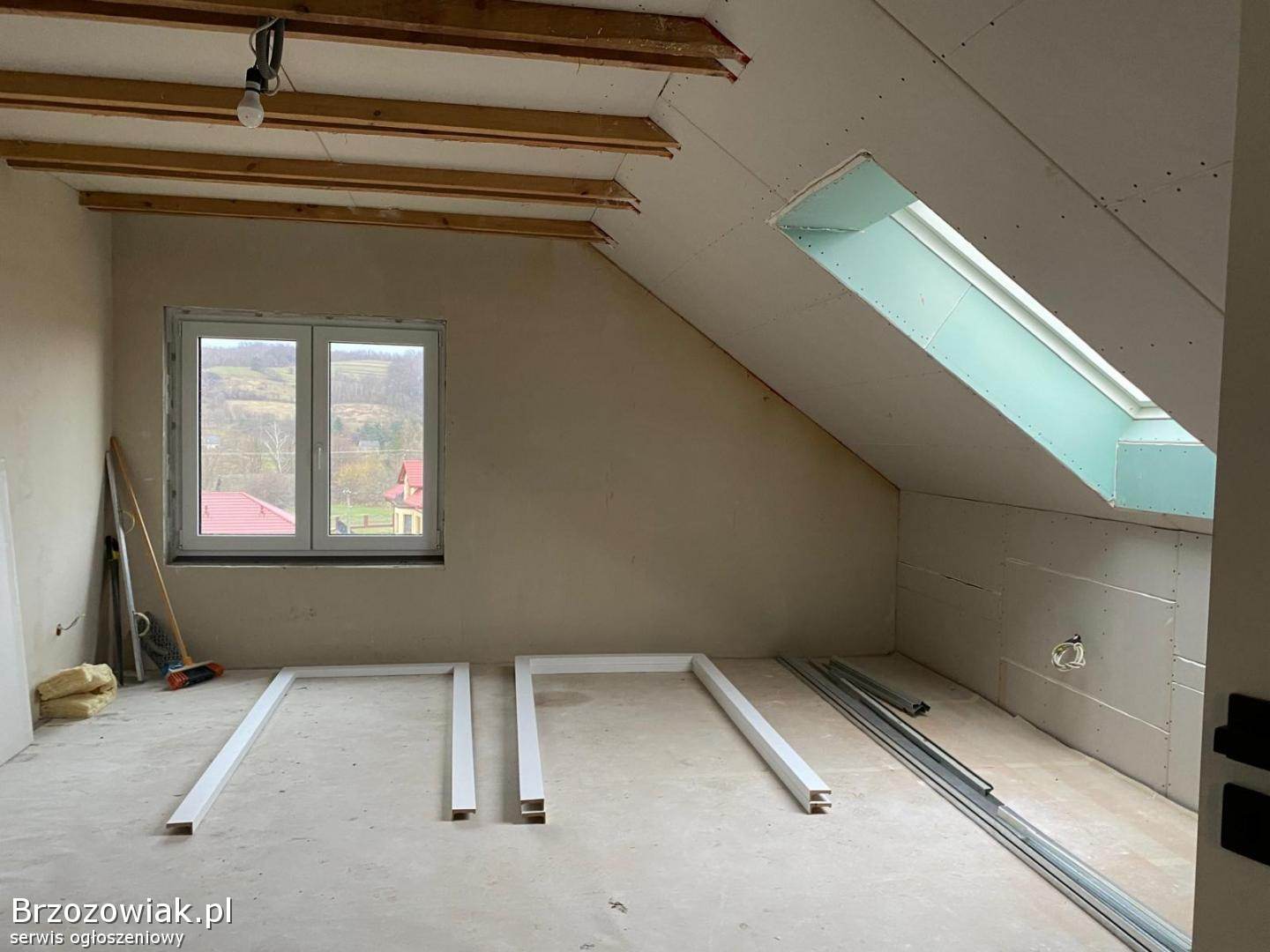 Zabudowa poddaszy karton gips szpachlowanie