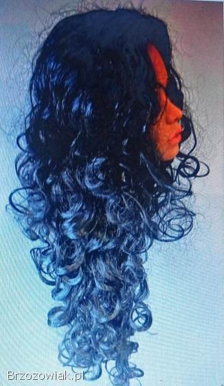 Peruka syntetyczna Czarne włosy kręcone