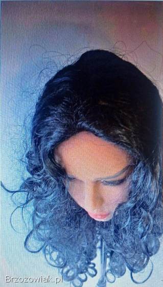 Peruka syntetyczna Czarne włosy kręcone