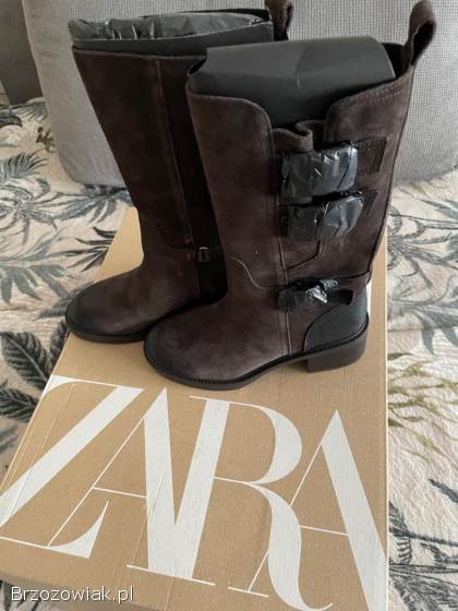 Zara zamszowe botki nowe z metką 36