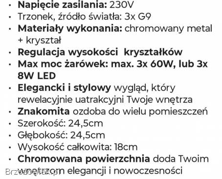 Lampa plafon sufitowy kryształ