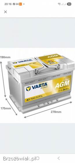 Akumulator VARTA AGM A7/E39 12V 70Ah 760A