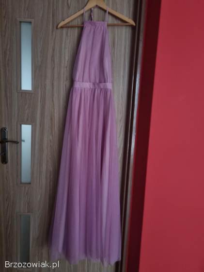 Jasnoróżowa,  elegancka sukienka maxi