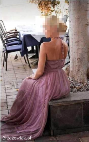 Jasnoróżowa,  elegancka sukienka maxi