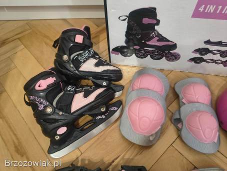 Łyżworolki spokey Quattro 4w1 regulowane 30-33 kask ochraniacze