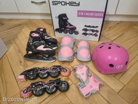 Łyżworolki spokey Quattro 4w1 regulowane 30-33 kask ochraniacze