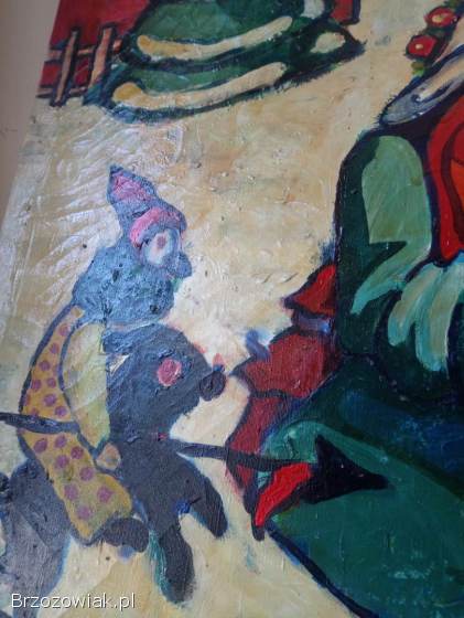 Obraz ręcznie malowany – scena zimowa – unikat