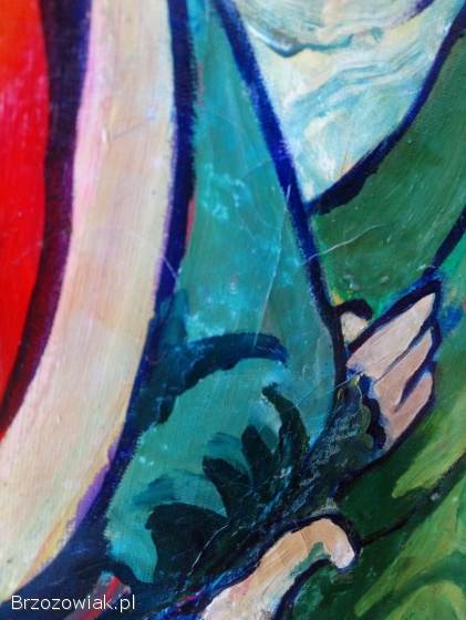 Obraz ręcznie malowany – scena zimowa – unikat