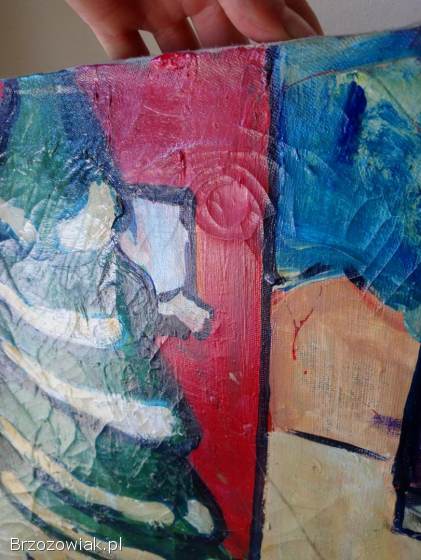 Obraz ręcznie malowany – scena zimowa – unikat