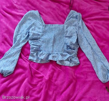 Bluzka z marszczeniem niebieska