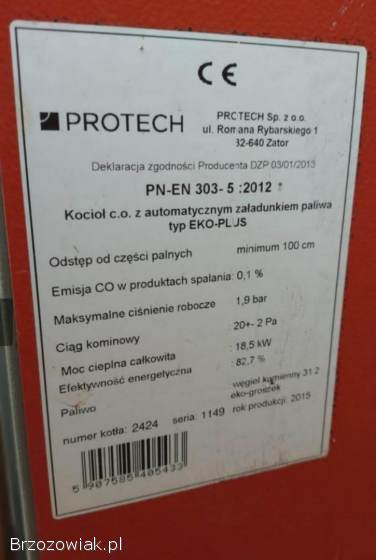 Piec CO z podajnikiem 18.  5 kw