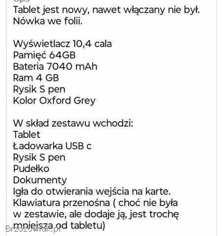 Tablet Samsung Galaxy TAB S6 lite -  nowy
