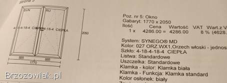 Okno tarasowe dwuskrzydłowe z ruchomym słupkiem