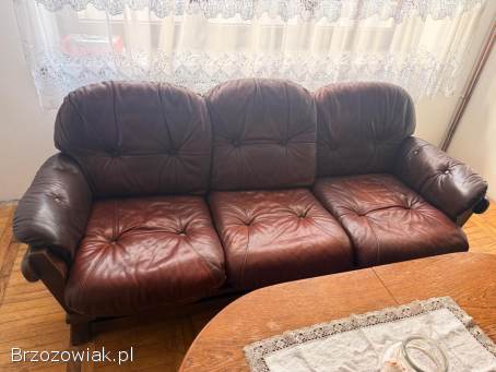 Zestaw komplet sofa łóżko skóra