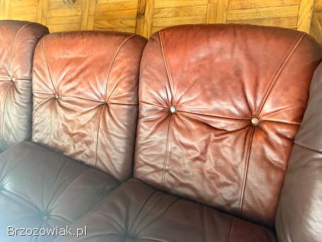 Zestaw komplet sofa łóżko skóra